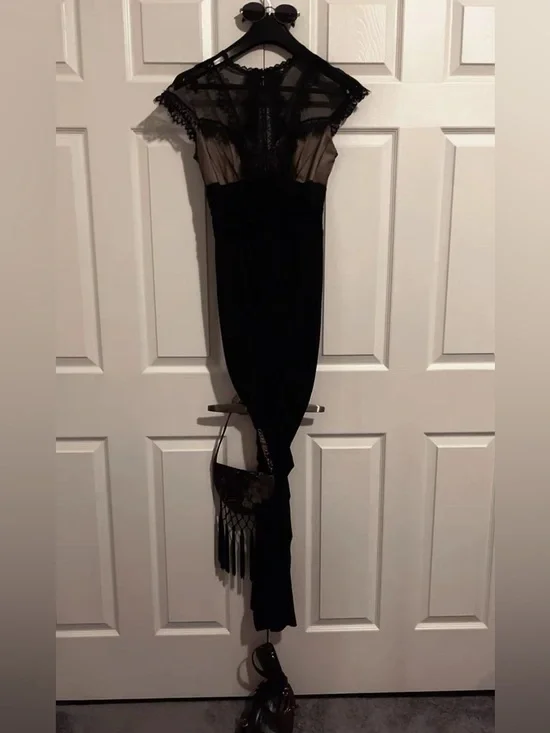 Rare gothic black lace Jessica Mcclintock maxi dress - Picture 1 of 7